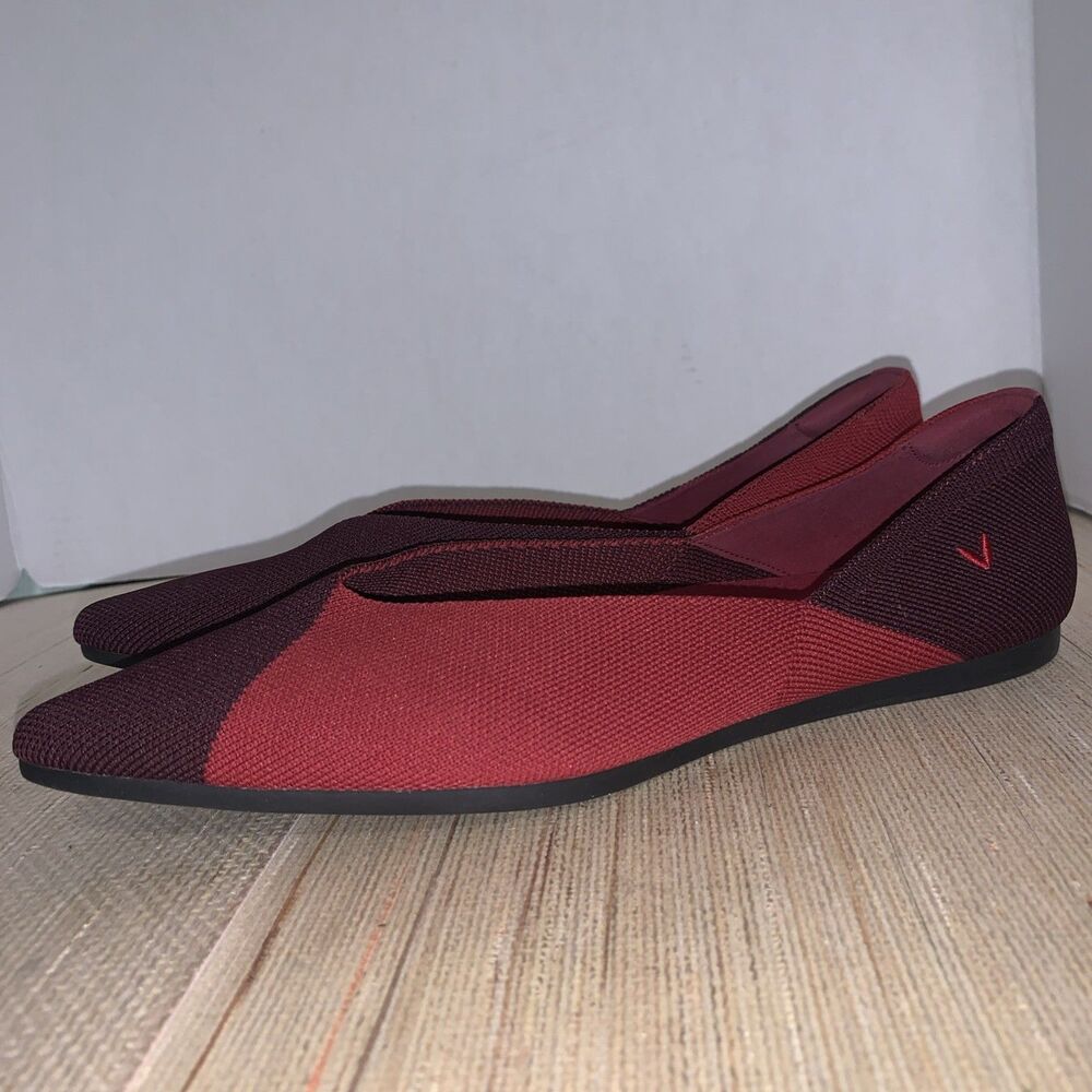 Vivaia Burgundy 2 Tone Womens Pointed V Cut Flat US 11.5 EU 42 Office Comfort